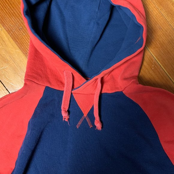 Divided by H&M Pullover Hoodie Red Blue Color Block Casual Pocket Mens Size S - Picture 2 of 4
